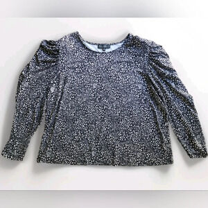 Eloquii Black and White puff sleeve, Long Sleeve‎ Blouse Womens 22/24